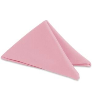 Soft pink cloth napkins designed to bring warmth and elegance to wedding receptions, baby showers, and romantic table settings.