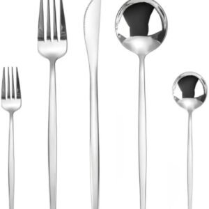 Elegant silver flatware set with a timeless and clean design.